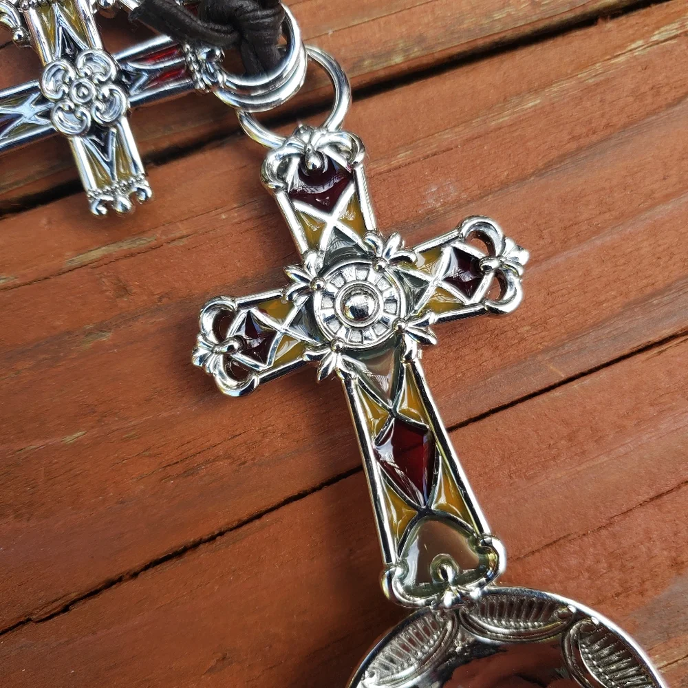 4-Piece CROSS Themed Measuring Spoon Set With Colorful Stained Glass Detail